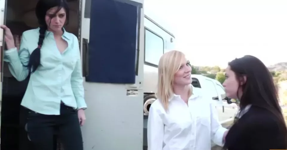 3 Hot Babes Learns art of Sex at Lesbian Riding School