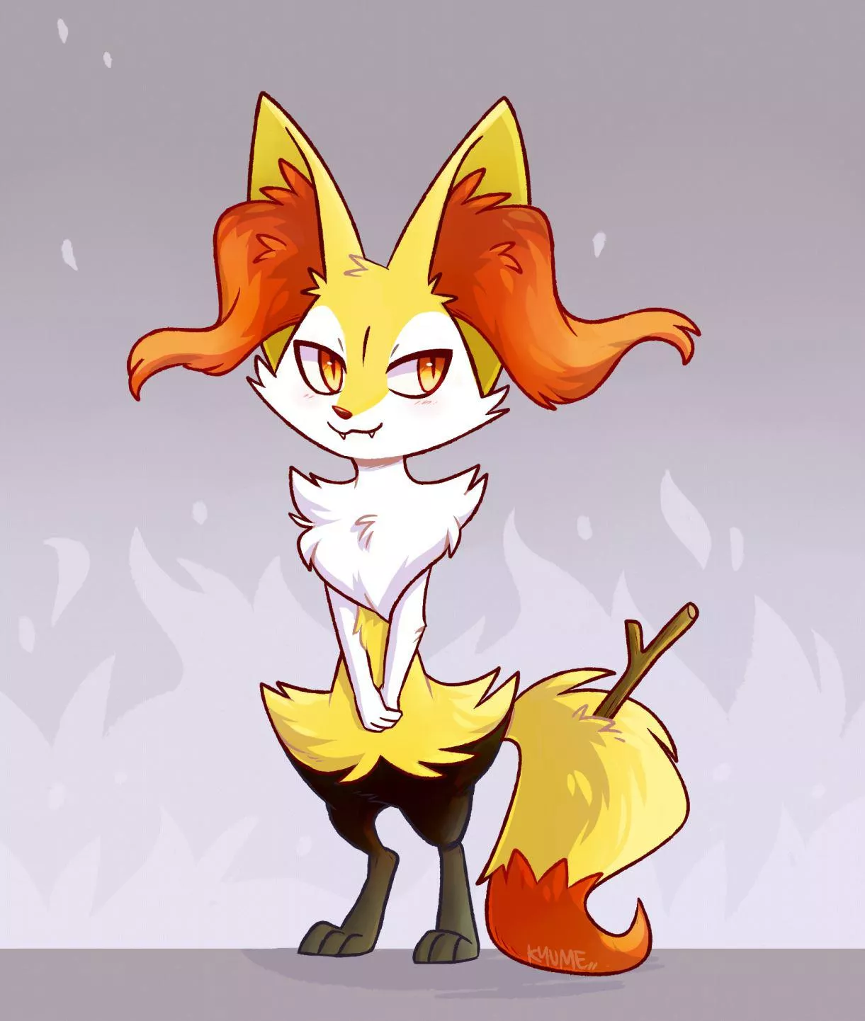 A fluffy Braixen [art by me @kazunekomori on twitter]