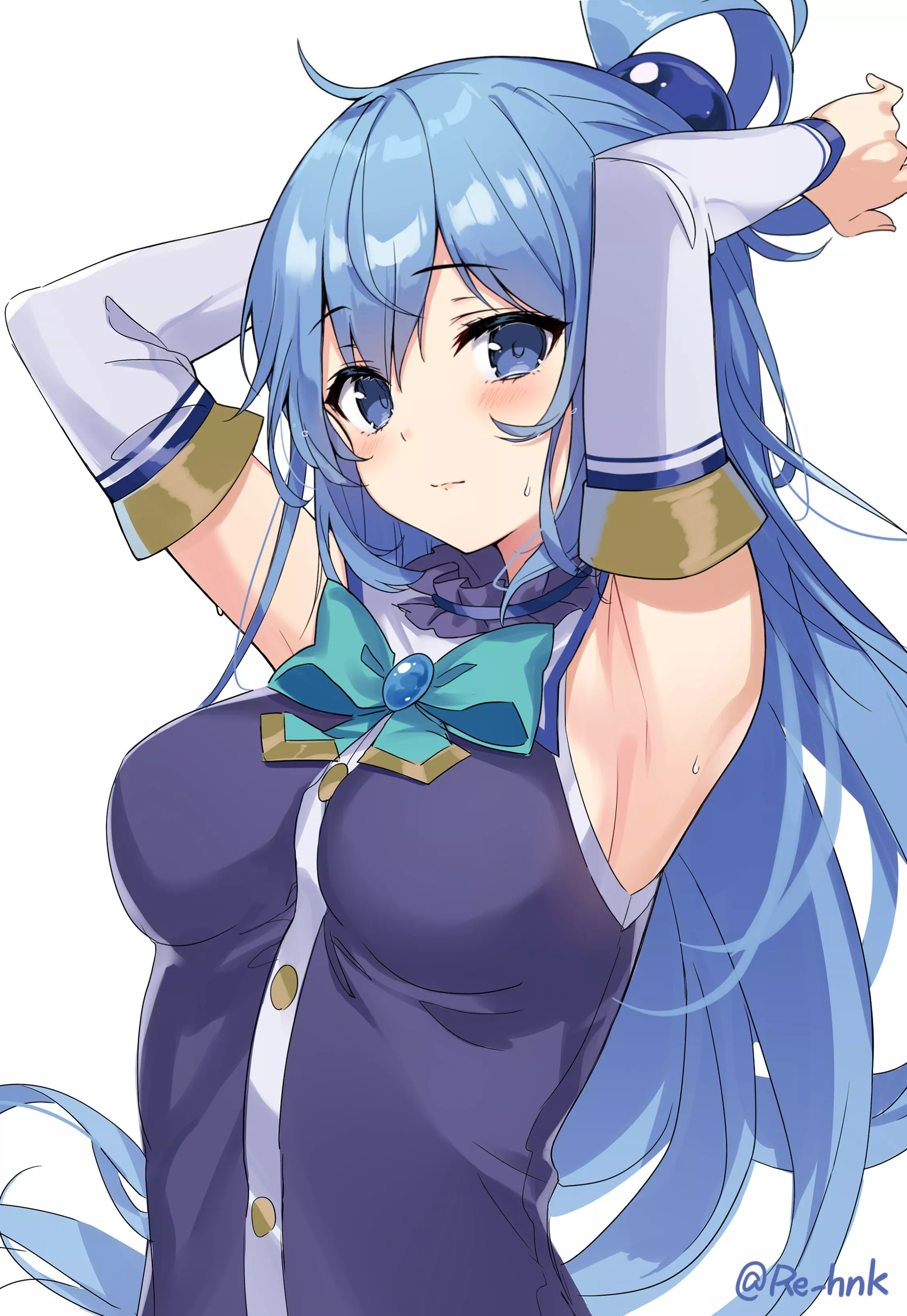 Aqua Tying her hair