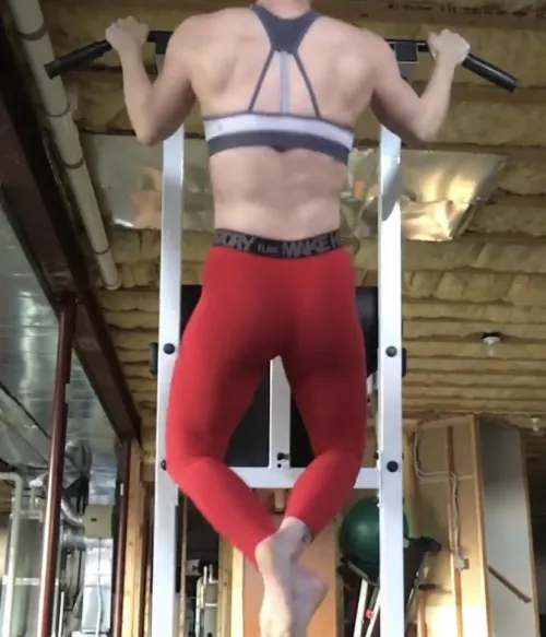 Backside looking yummy in these red yoga pants