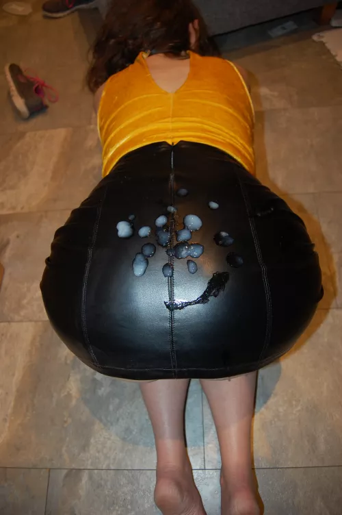 Big load on leather skirt