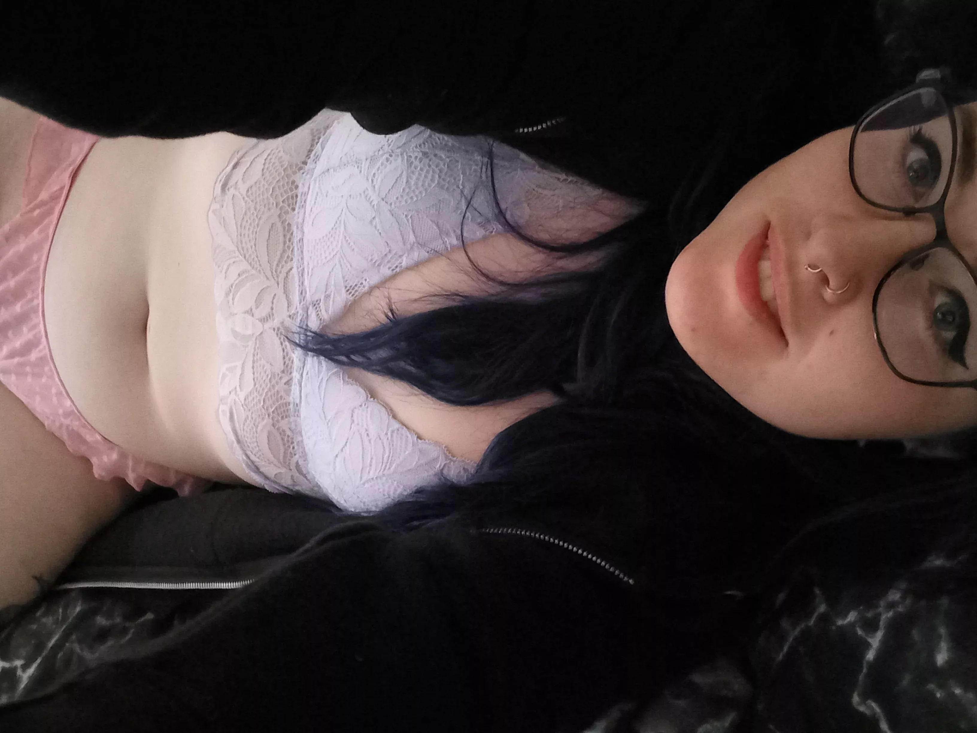 Black hoodies with lace underneath 🖤