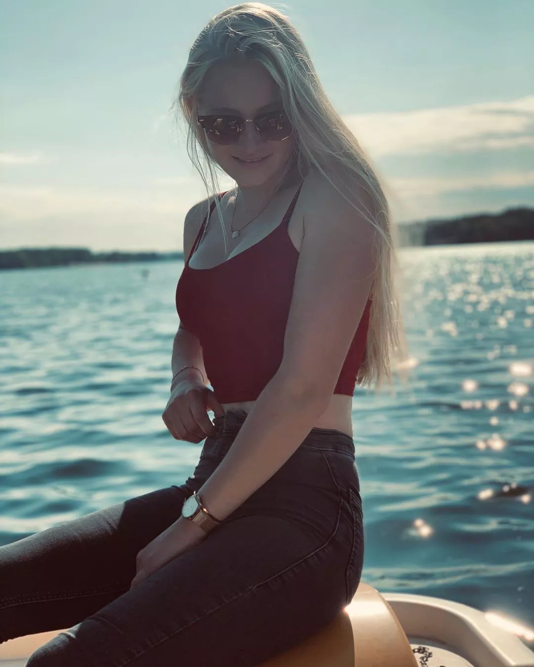 Blonde beauty on the lake