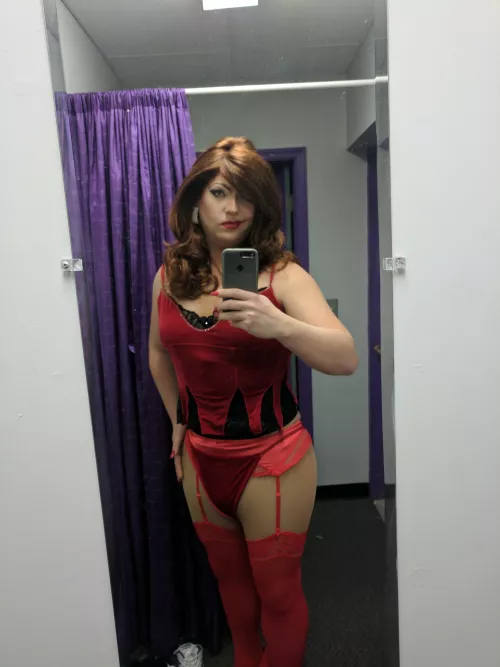 Boy clothes on the floor, the real me in the mirror.