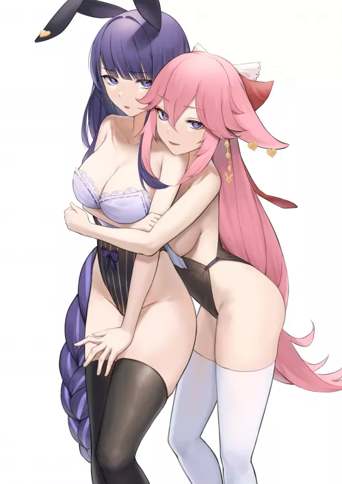 Bunny Raiden Ei & Yae Miko [Genshin Impact]