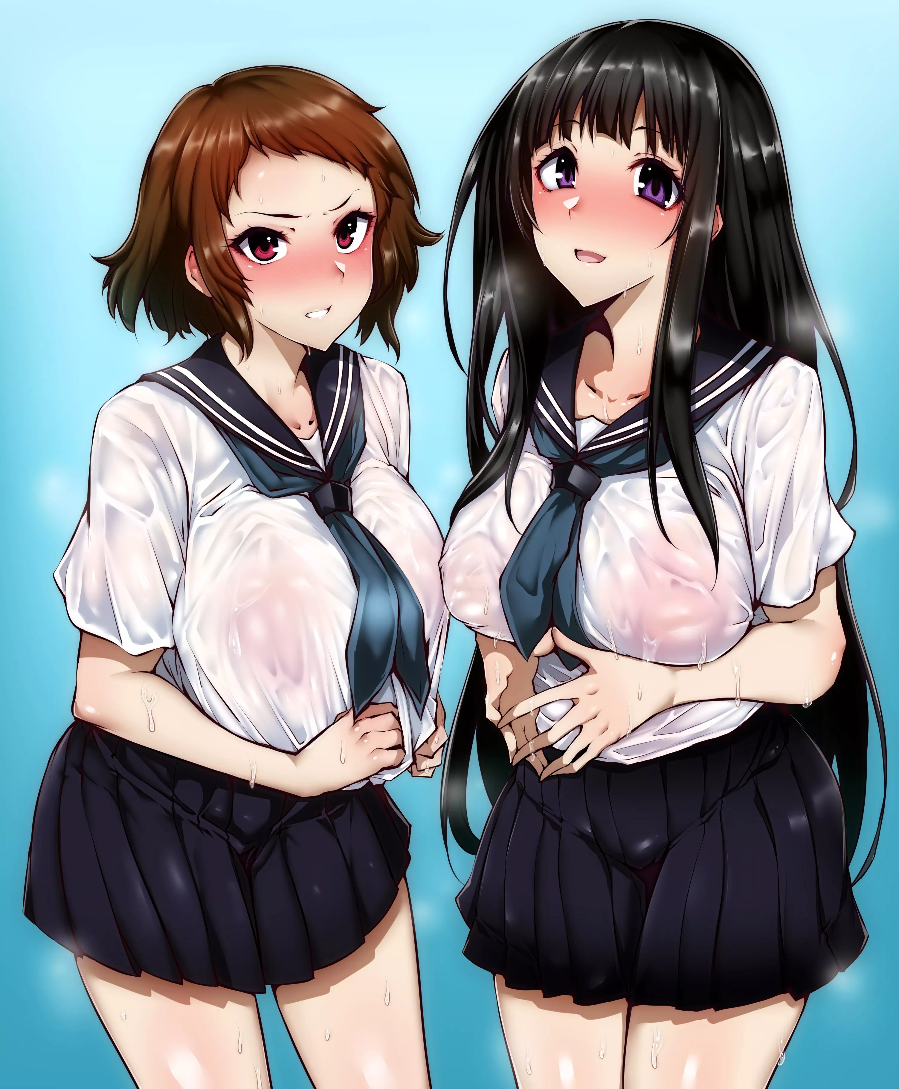 Chitanda Eru And Ibara Mayaka Soaked (Gggg) [Hyouka]