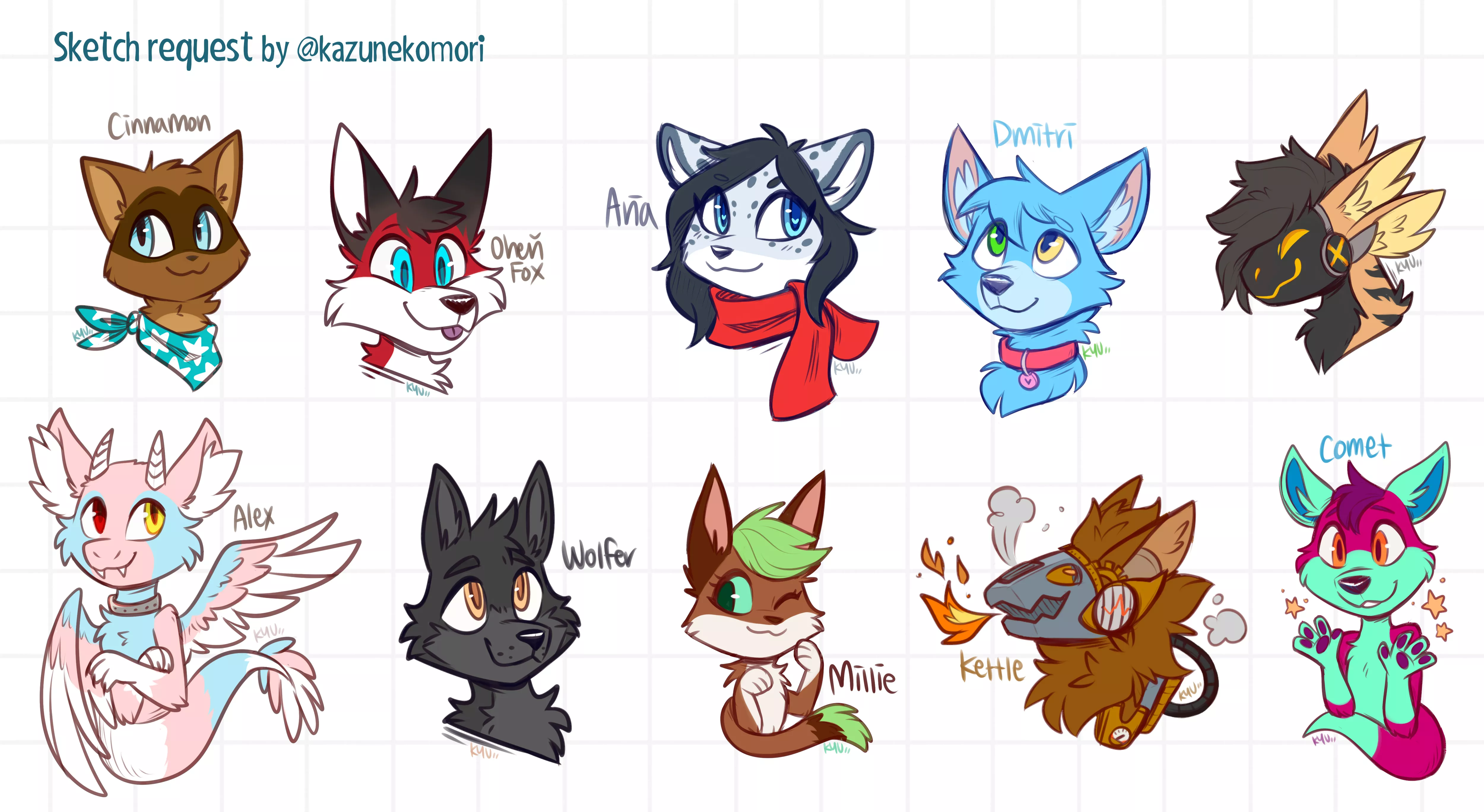 Completed sketch requests! [art by me @kazunekomori on twitter]