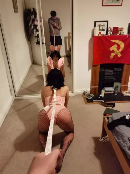 daddy always holds the lead to my harness so i don’t hop away