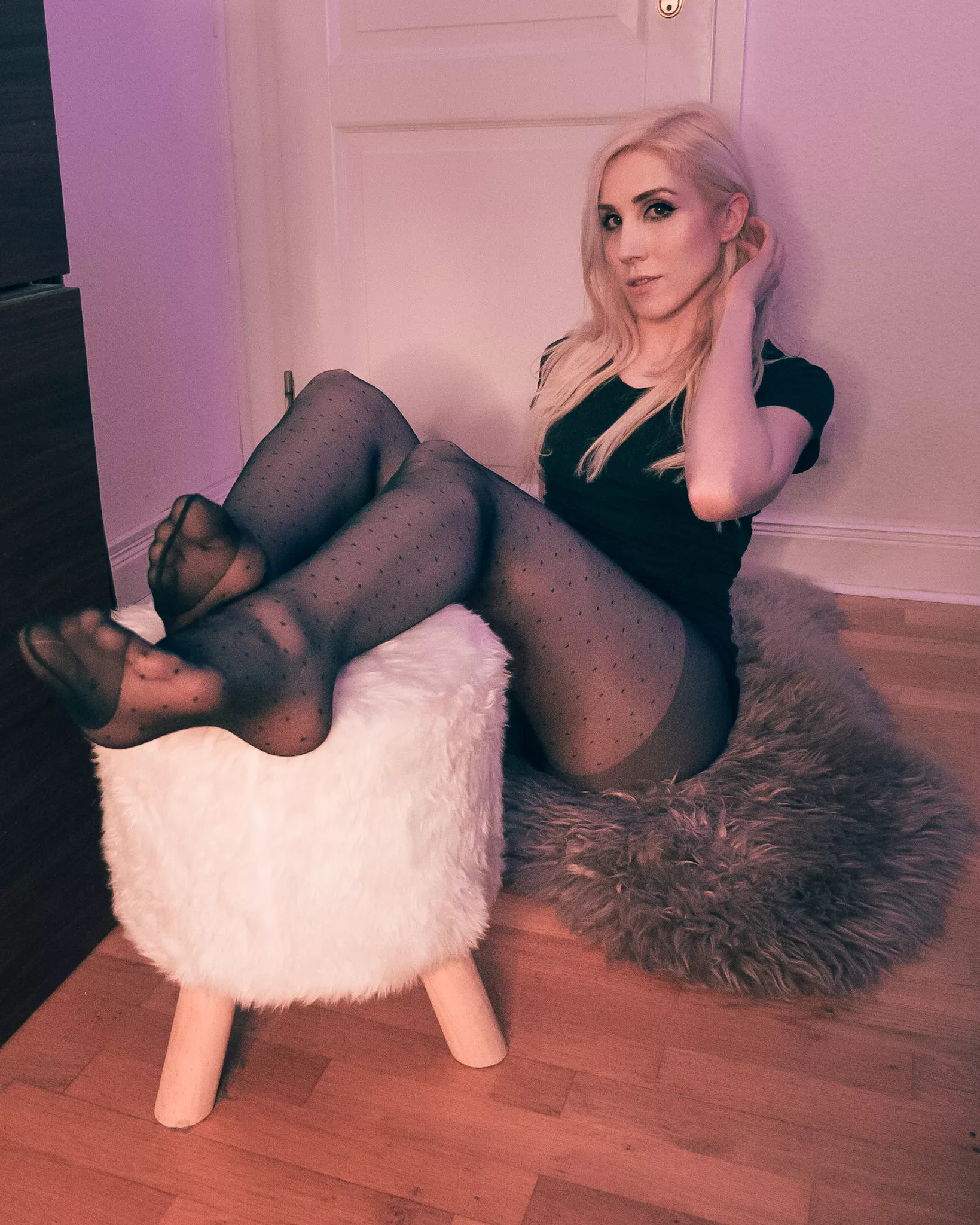 Enjoying the feel of nylon on my legs and soles...