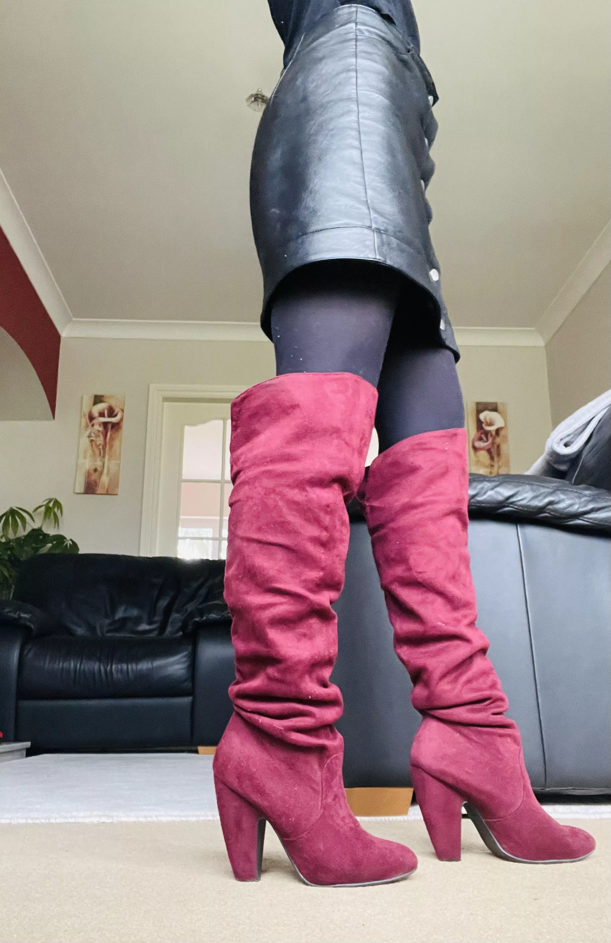 Feeling like a boss in my big red thigh high boots