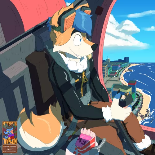 Flying over the beach. (commission for @NEKROStheproto) (art by me @taphenortohgjen)