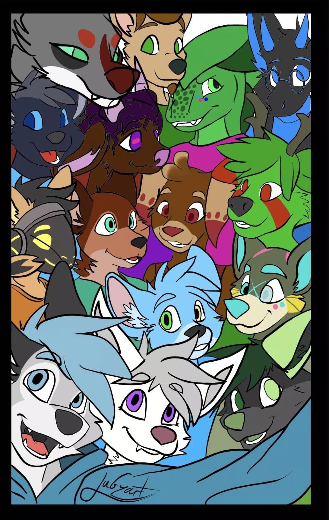 Group selfie I did of my new furry friends and I!