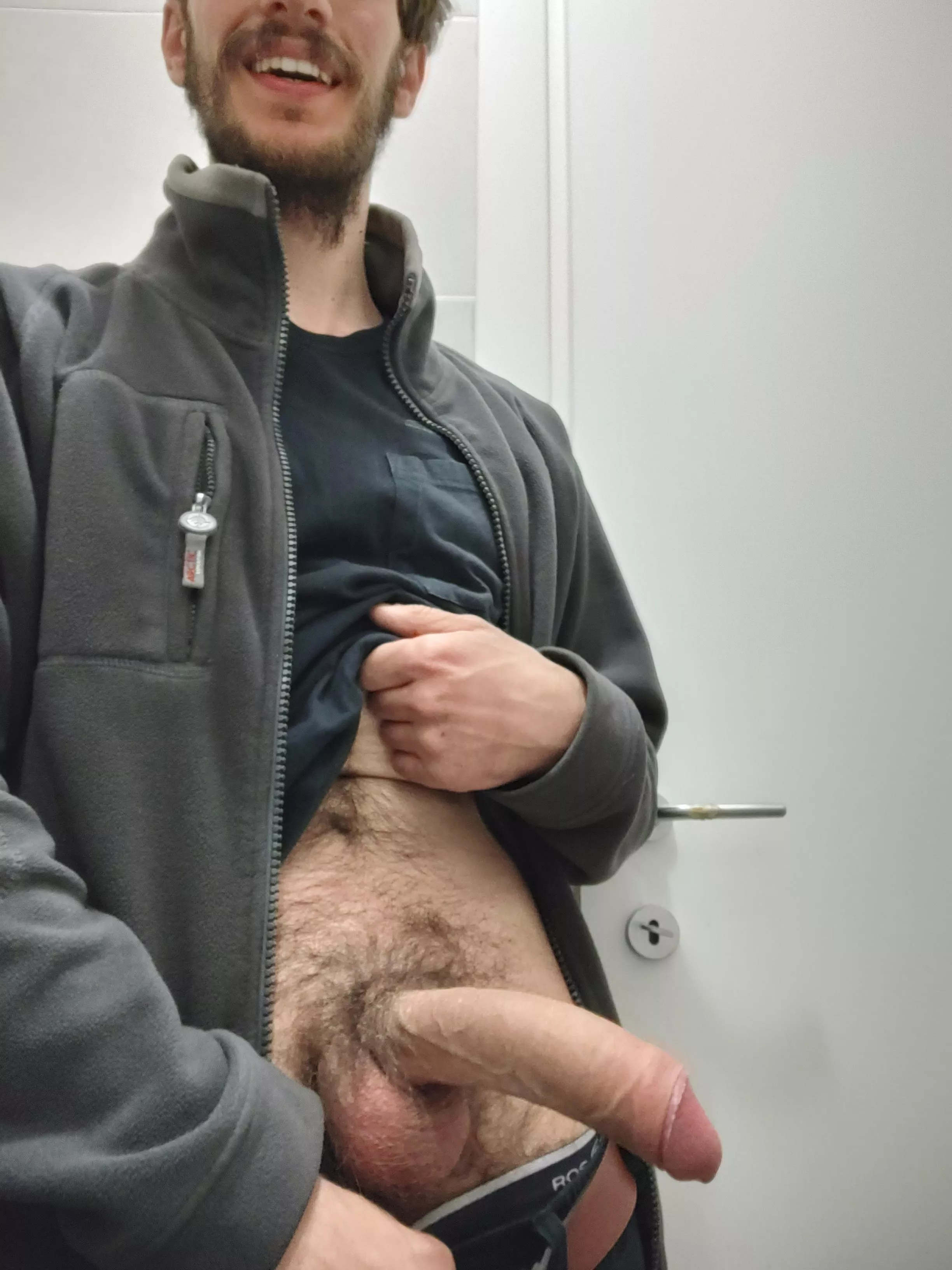 hard and smiling at work