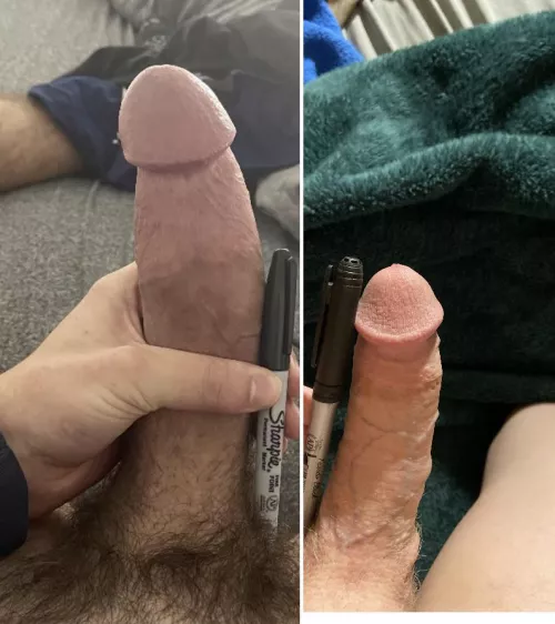 Horsedickteen and I comparing with sharpies what do you think