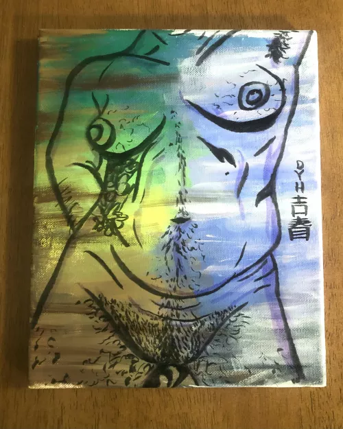 I finished this acrylic self portrait tonight! It’s been a while since I’ve done one of these but I was feeling glum about my body so I thought it was time to paint it out—and feeling much better for it.