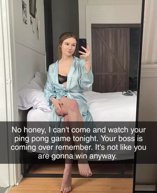 I lost the game and when I came home my boss was still railing my wife in my bed. He ordered me to get out and sleep on the couch. I could hear them all night