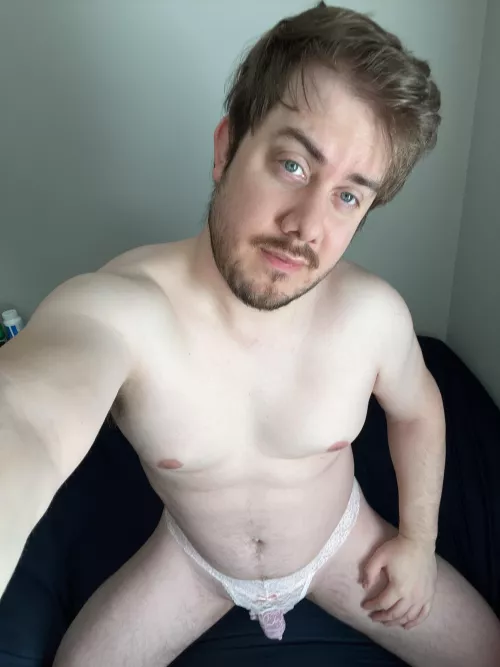 In my panties and on my knees as instructed, Ma’am. 🙈❤️