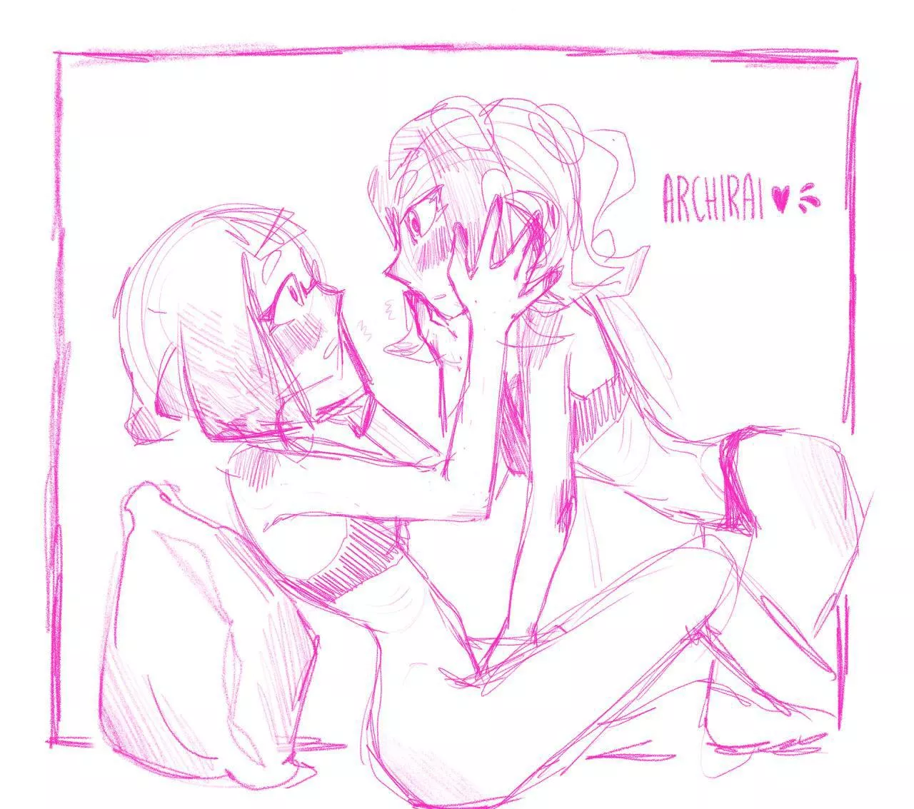 Inkling girl and octoling girl doing some stuff 👉🏻👈🏻(by Archirai)