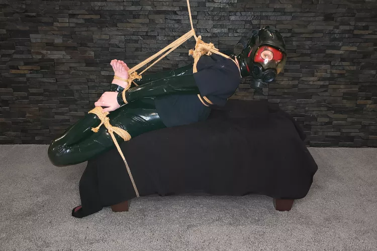 Just hanging out hog tied in rope and latex [OC]