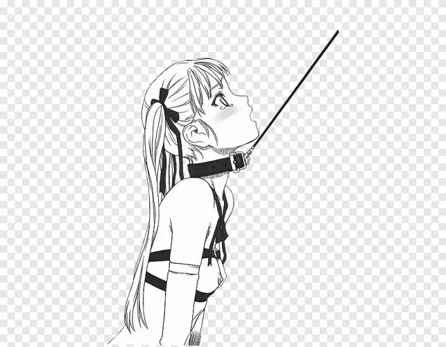 LF Mono Source: 1girl, bdsm, twintails, tear drops, white/blonde hair, collar, leash, open mouth, long hair, neck ribbon,nipples