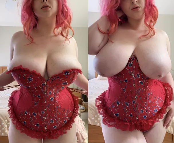 My 38F’s have a hard time staying in my corset