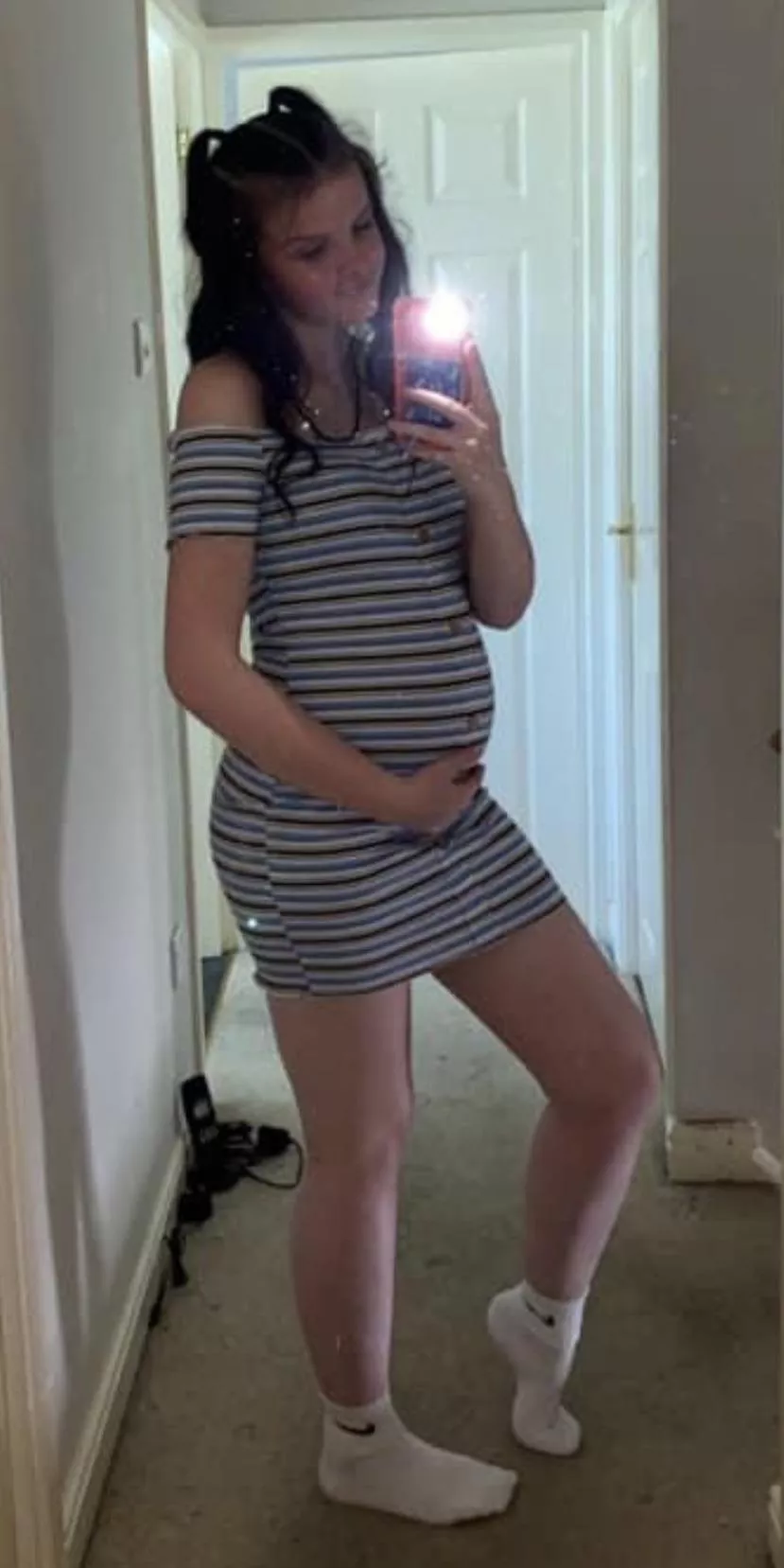 My hot pregnant 19 year old sister. Dm me what u would do with her?