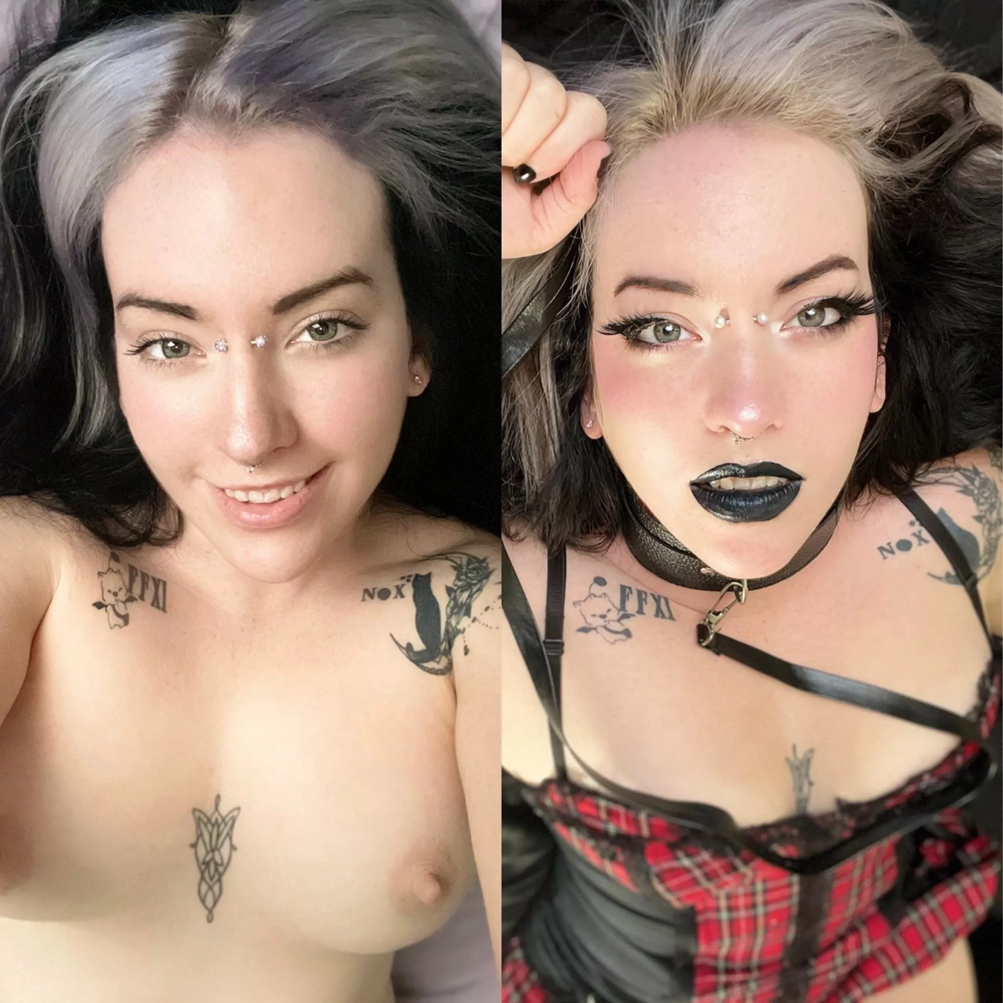 Natural vs all gothed up ☺️😈