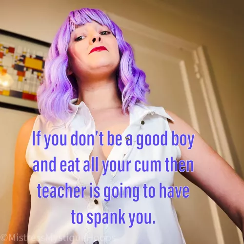 Now are you going to be a good boy, or am I going to have to get out the ruler? 💜😈💜