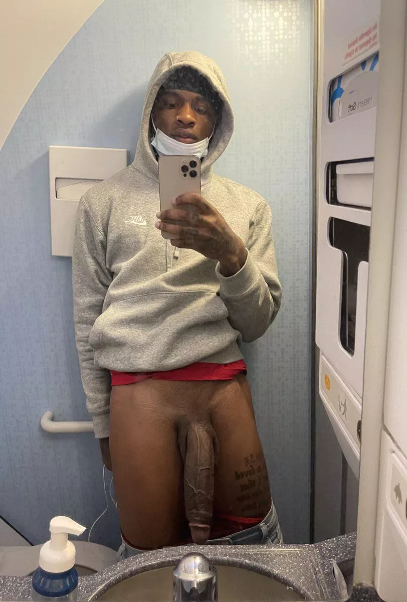 Plane bathroom selfie. Omw to go fuck someone’s wife 😈. Who wanna be next?