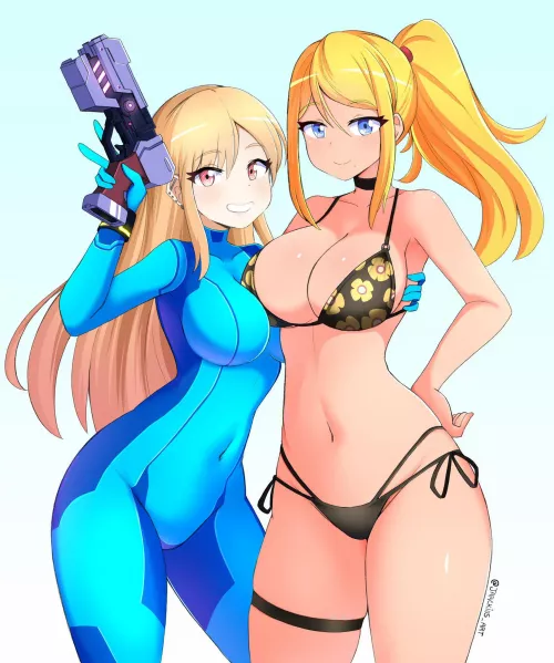 Samus and Marin Kitagawa outfit swap (by @jarckius_art)