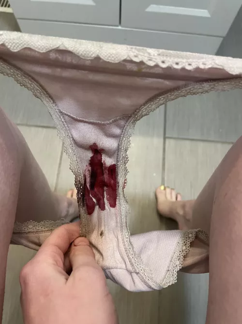 [selling] my messy period panties 🥵$35 shipped and tracked, kik me @ilovelydiagrace if you want a taste 😋💜