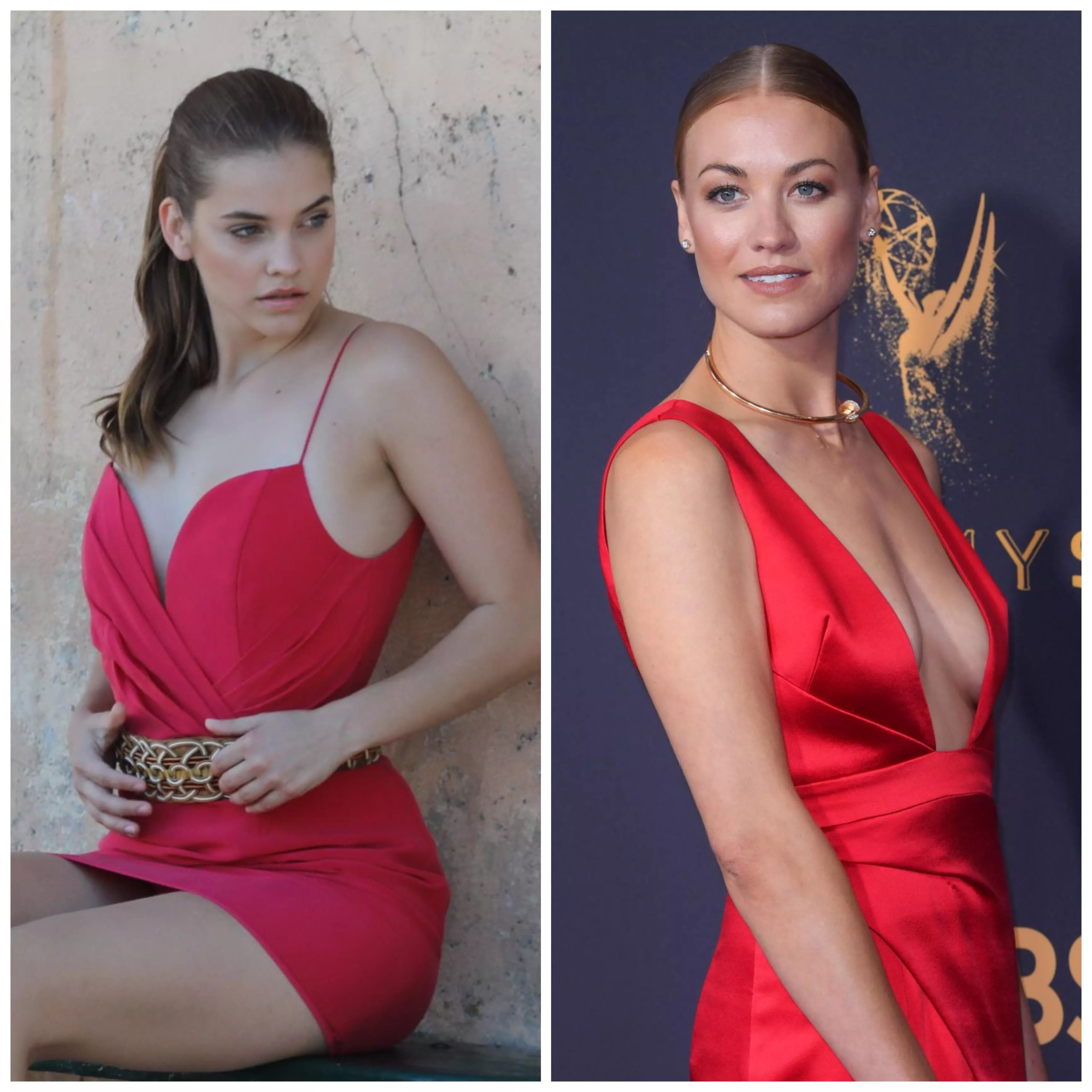 Sexy hotties Barbara Palvin and Yvonne Strahovski make me so horny and I could really use some help