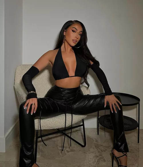 Sexy Rachel in Black Leather Pants x