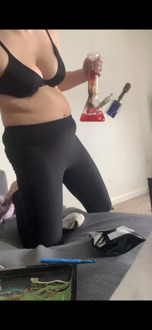 She’s taking the term pot belly literally