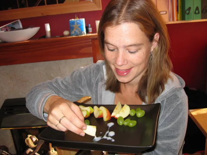 Some spceial sauce fro dipping her fruit.❤