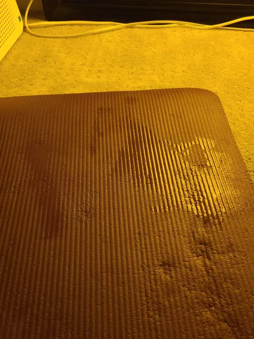 Sometimes my nightly stretch on the mat leads to a mess