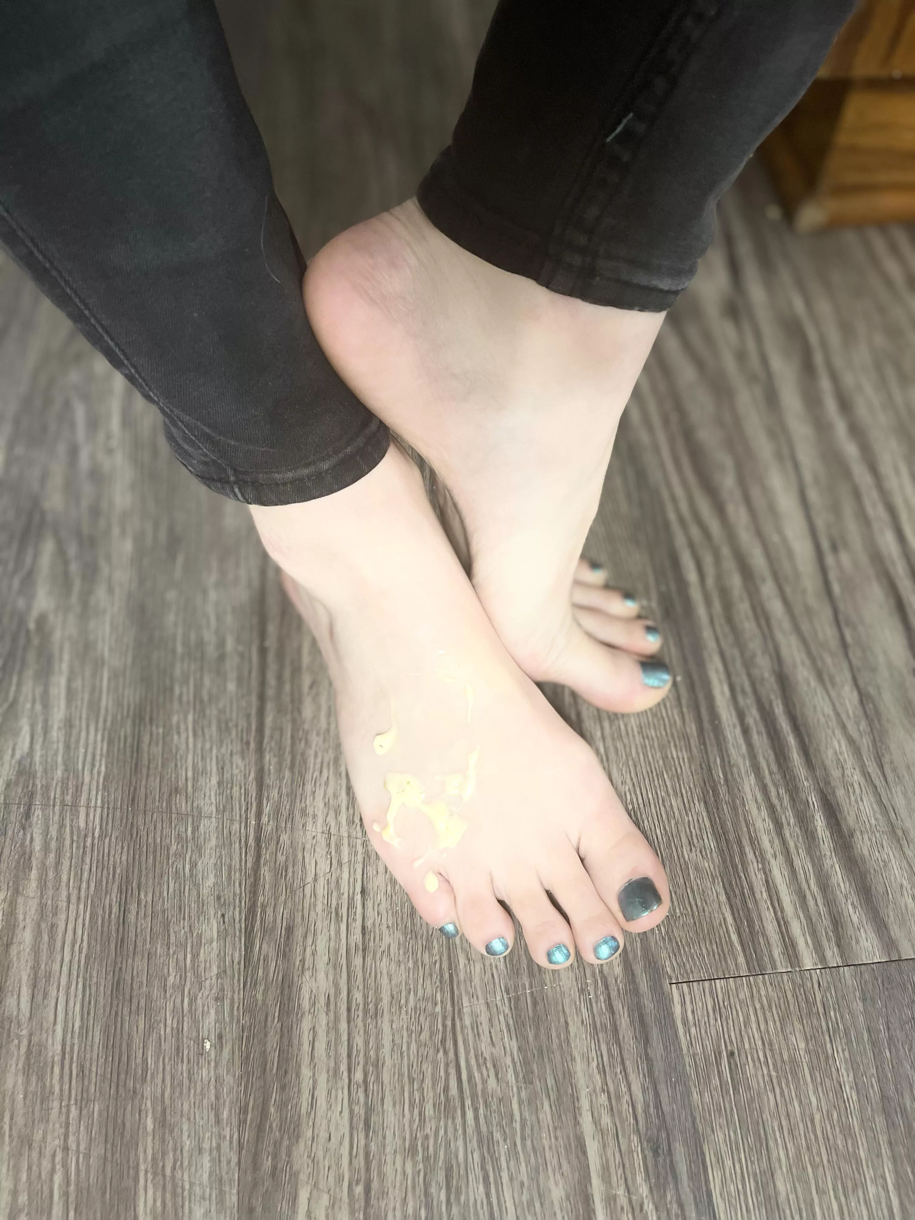 Spilt queso on my foot, who wants to help me clean it up? Spilt queso on my foot, who wants to help me clean it up?