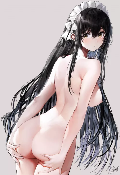 Spreading those cheeks for her master