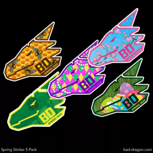 Spring Sticker 5-Pack | Bad Dragon - Also now available. Don't forget your stickers if you want them! <3 (also Sveinn keychain it seems)