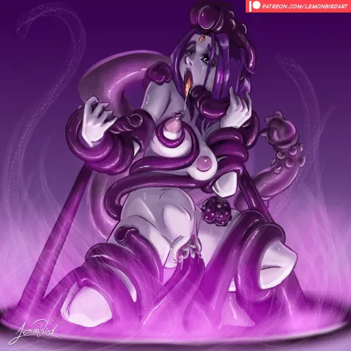 Starfire having some tentacle fun