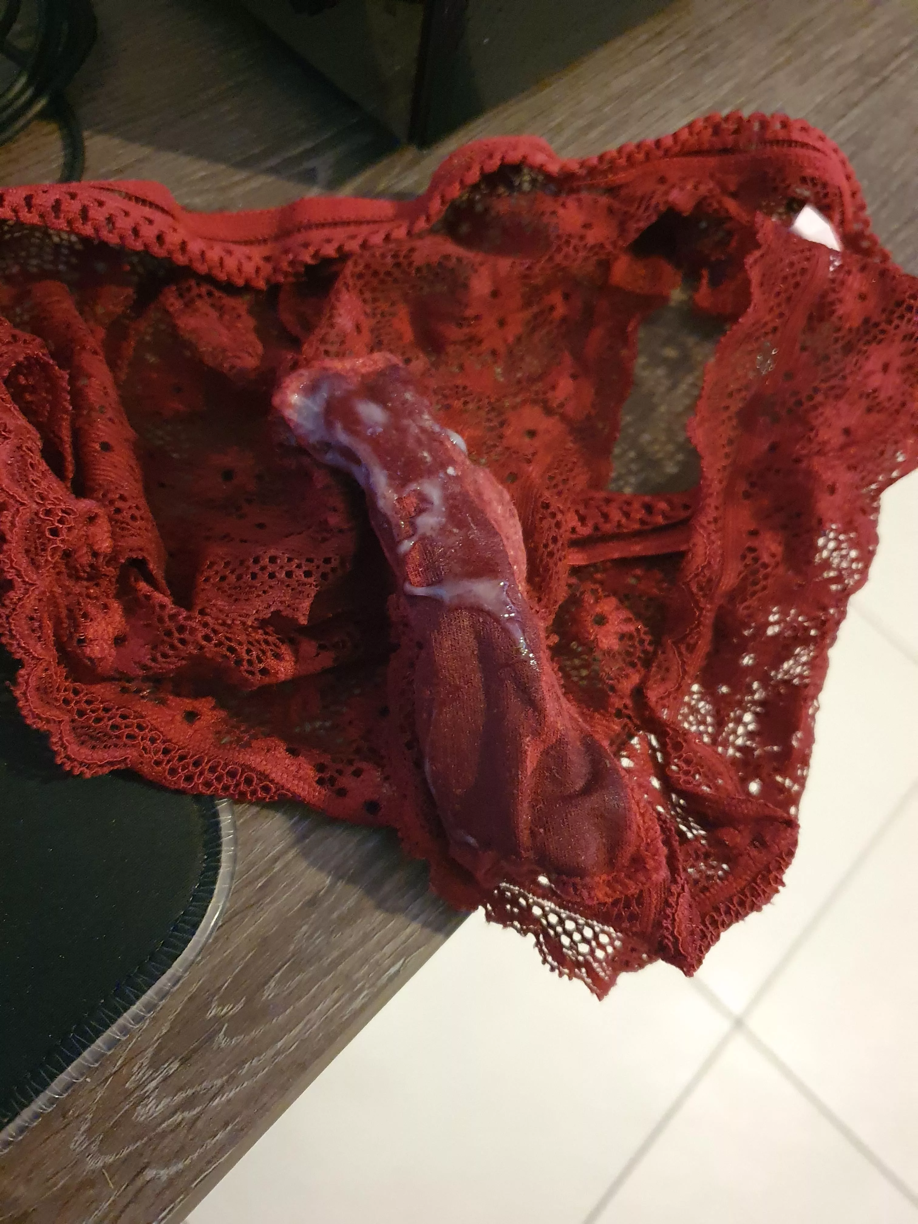 Stolen panties from cousin, with my cum Stolen panties from cousin, with my cum