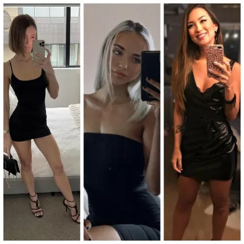 Taking selfies of their tight little black dresses