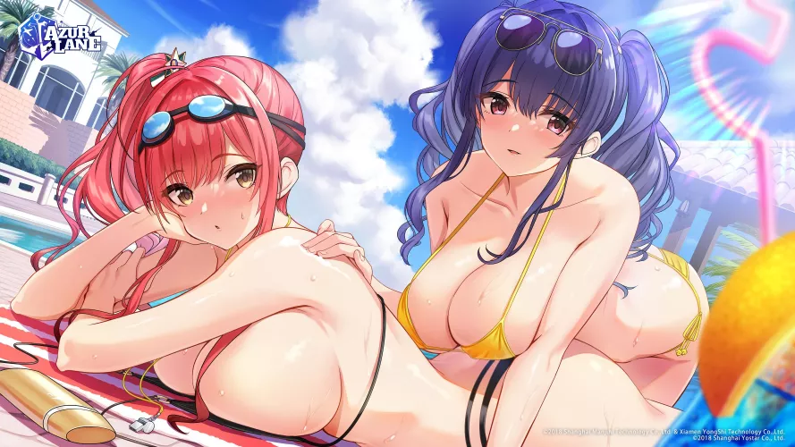 The face Zara and Pola make when they hear a young Commander needs help with lotion (Azur Lane)