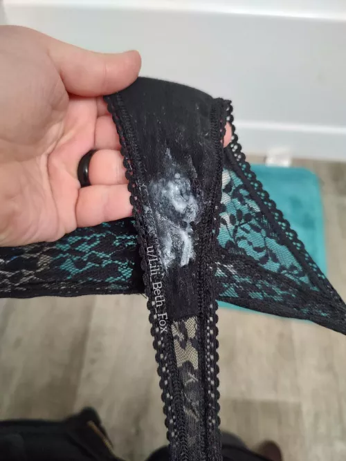 Tiny black panties, creamed by yours truly 😘 [OC]