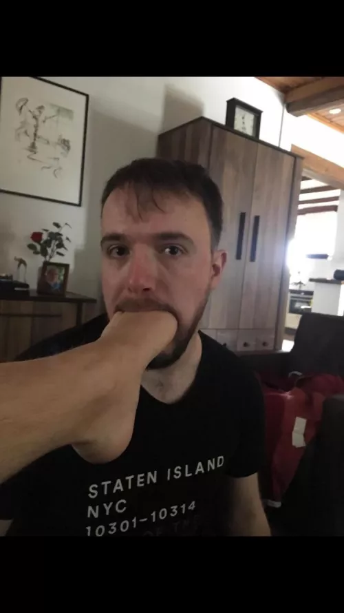 Worshipping friend’s beautiful feet