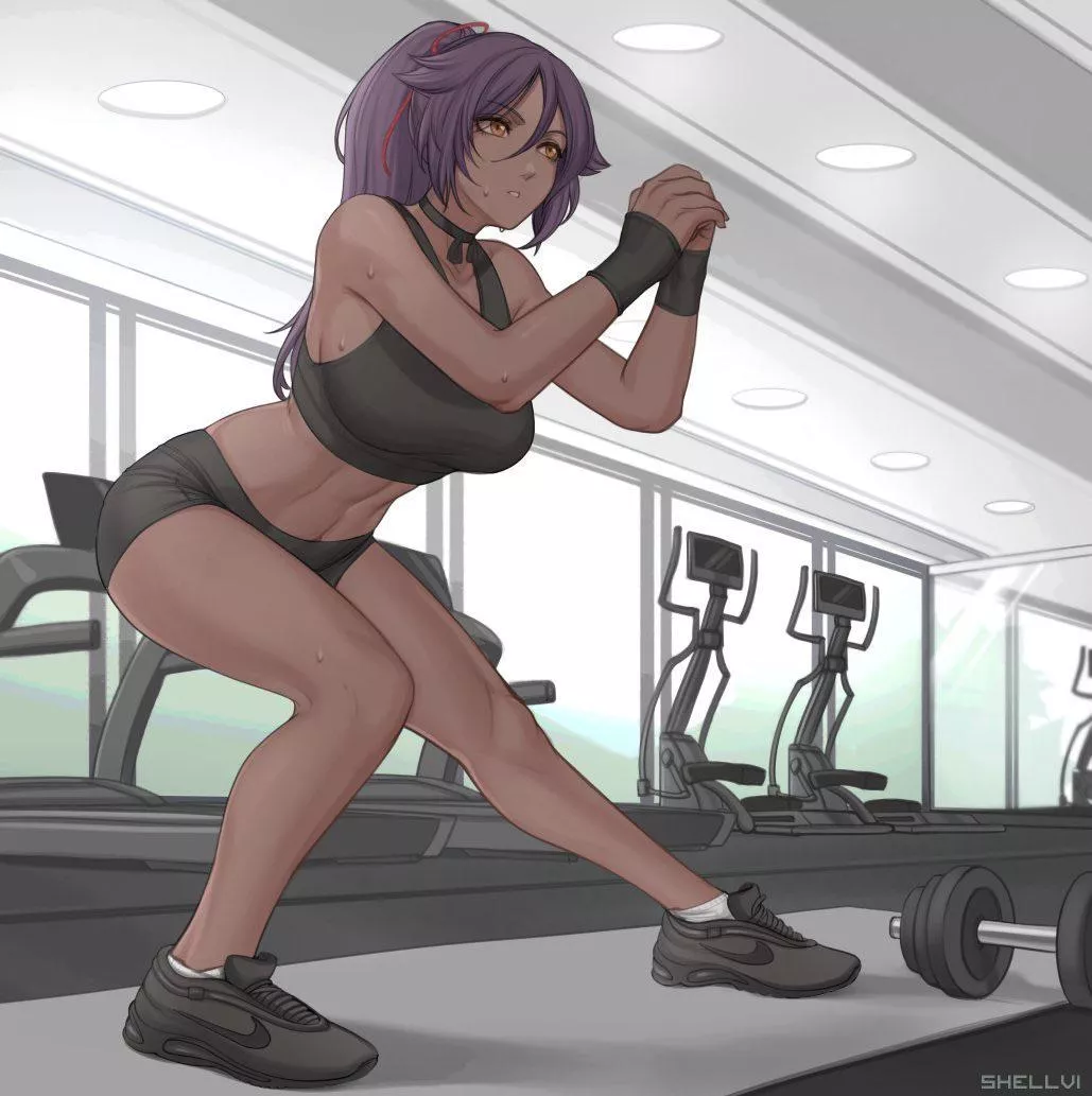 Yoruichi at the gym ( Shellvi)