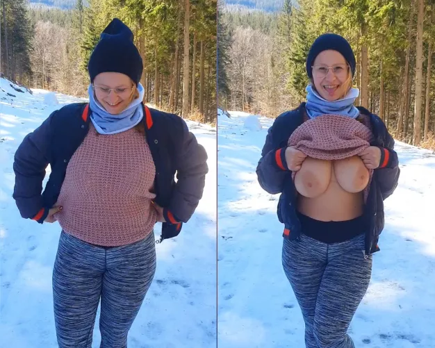 You pass a hiking girl in the mountains and you don't even expect that underneath those warm things are things like this.