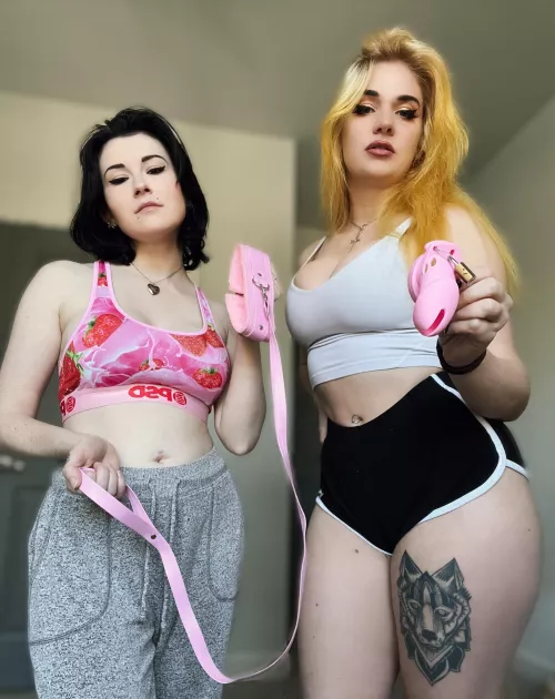 You really thought you were gonna play with two girls without locking up first? You really are pathetic