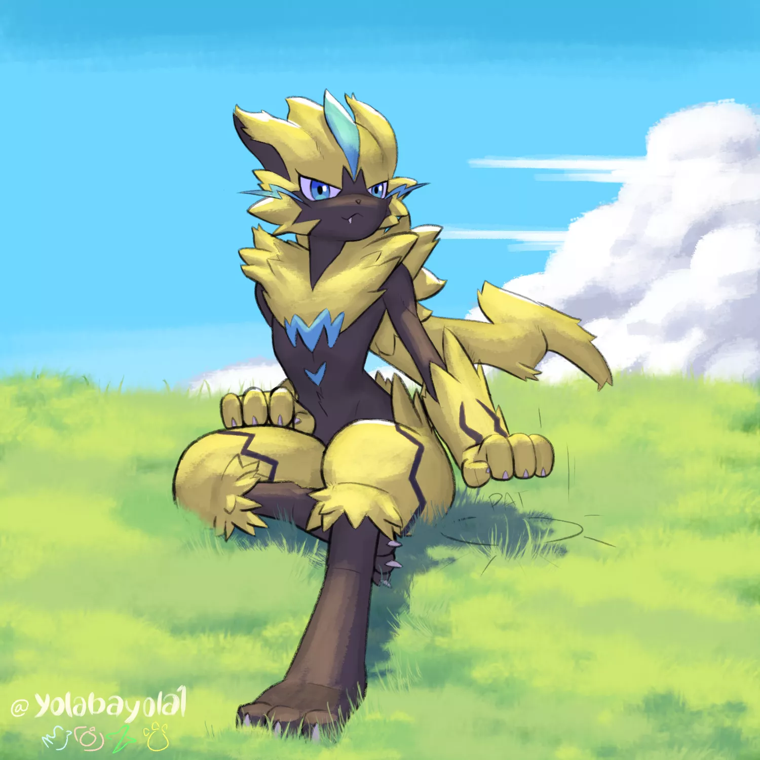 Zeraora invites you to sit beside them (Art by me)
