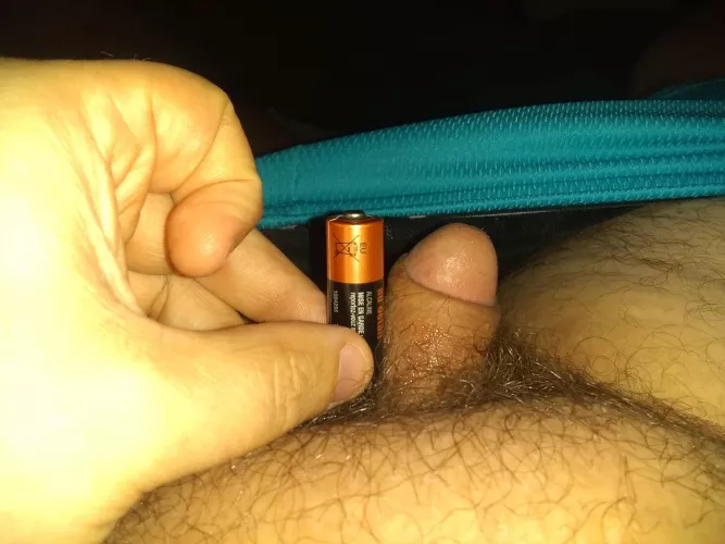 [28] my little dick next to a double A